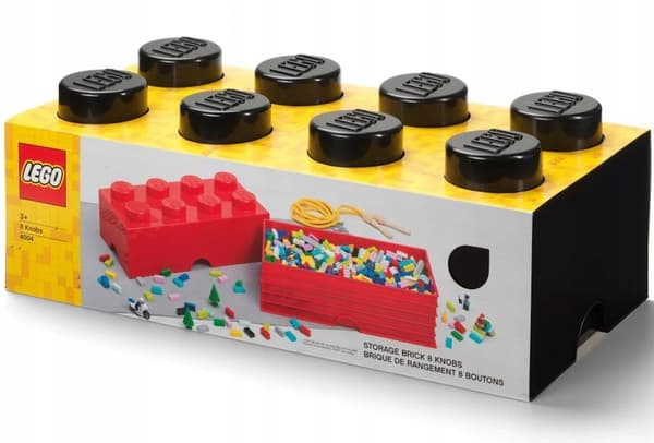 LEGO Container, 8-Piece Box, Large Brick 2x4 Sorter, 50 cm, BLACK