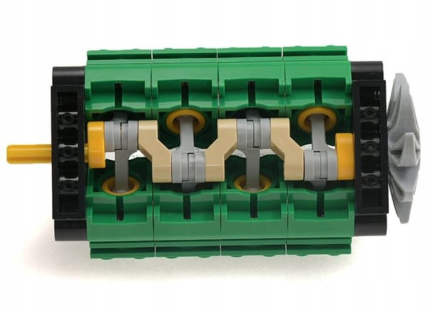 LEGO TECHNIC V8 engine block, green, 2850b, 2851