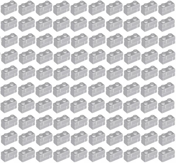 LEGO Bricks, 100-piece set: 1x2 Light Grey Bricks LBG 98283