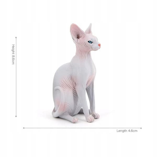 Sturdy plastic action figures: Sphynx Cat, Hairless Cat, Miniature, right-facing