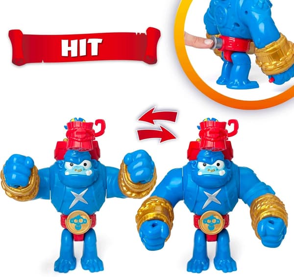 MOVING GORILLA FIGURINE WITH VERTICAL STRIKES AND A COIN THAT UNLOCKS ITS POWERS