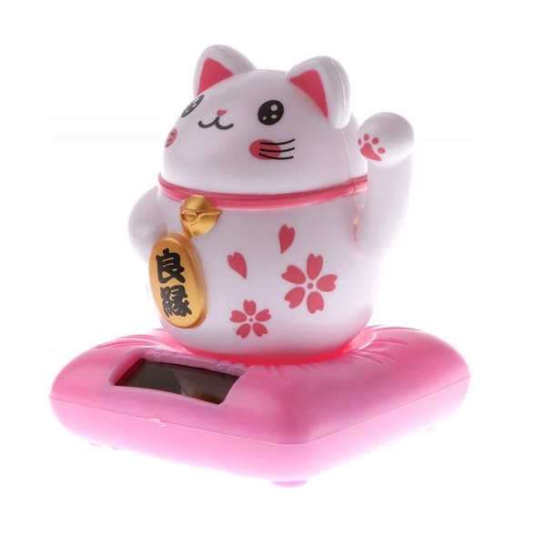 Solar-powered cat figure waving its paws Animal figurine model Dancing gift #A