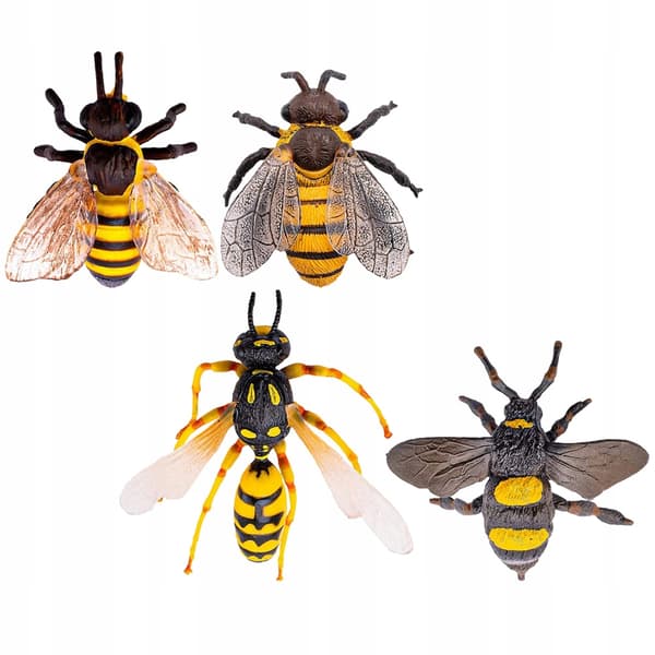 4 PLASTIC BEE FIGURINES – NATURAL BEAUTY AND LEARNING