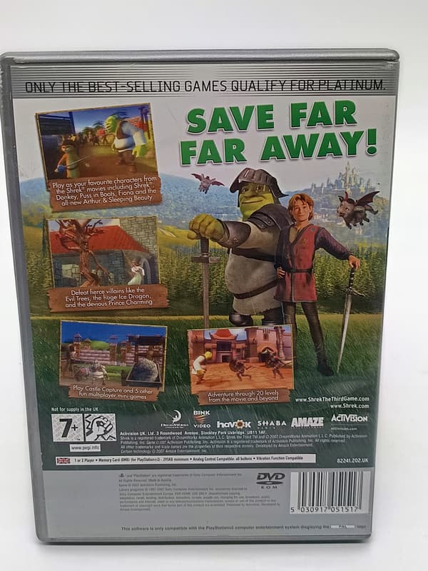 SHREK THE THIRD game for Sony PlayStation 2 (PS2)