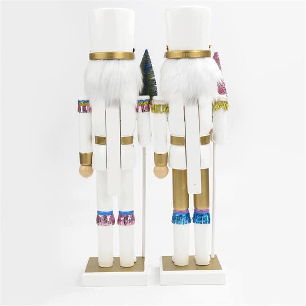 2 Christmas nutcracker decorations. Sturdy base. Hand-painted puppet.