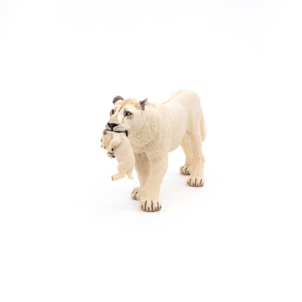 WHITE LIONESS WITH CUB [FIGURINE]