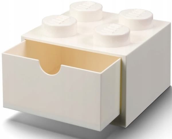 LEGO DESK STORAGE BOX WITH DRAWER – BRICK 4 BRICKS – WHITE BOX + BAG
