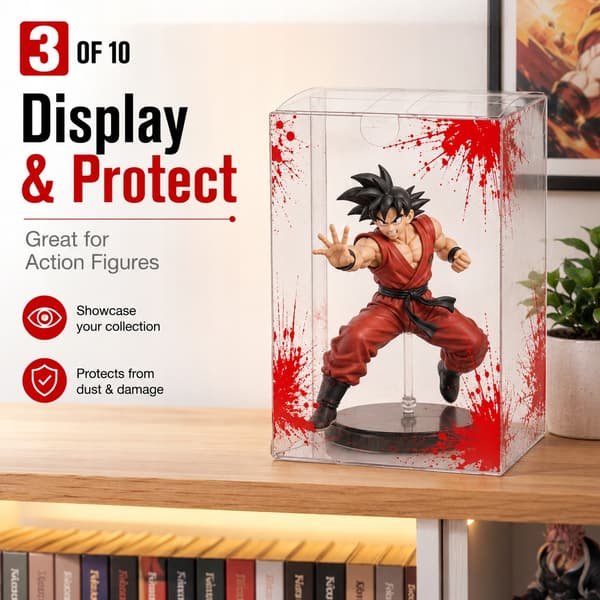 10x Clear Protective Display Box for Figurines with a Red Effect