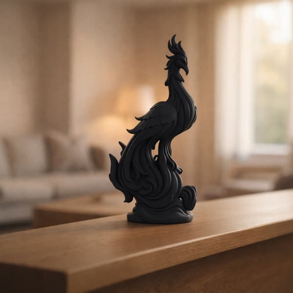 DECORATIVE PHOENIX FIGURINE ON A FLAME-SHAPED BASE – MANY COLOURS