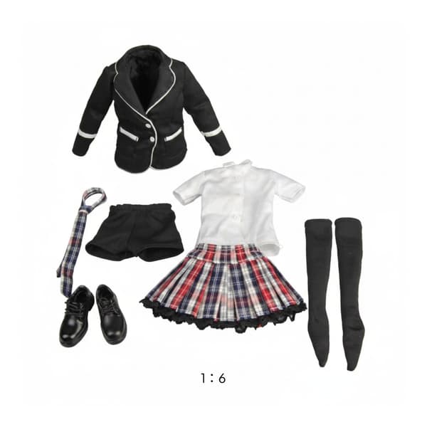 1/6 Girls’ school uniform Fitted checked school uniform White