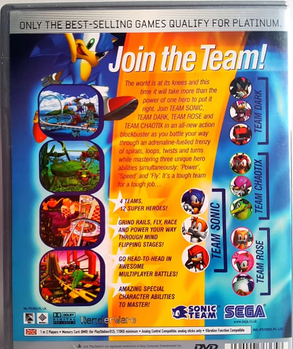 SONIC HEROES PS2 – A SUPER COLOURFUL PLATFORM GAME FOR CHILDREN!