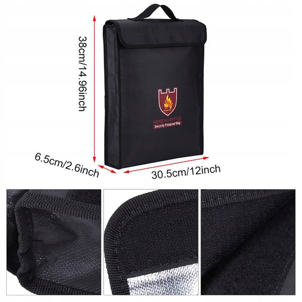 Double-sided fire-resistant bag for cash and documents, designed for a LiPo battery (38 *