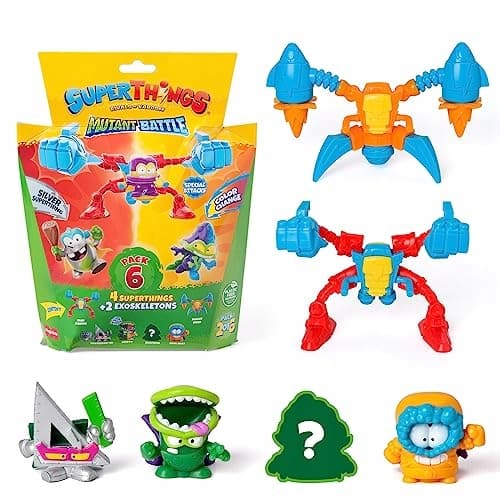SUPERTHINGS Mutant Battle Series – Pack of 6, includes 4 SuperThings (1 sil