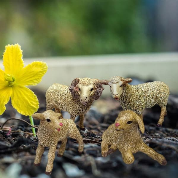 Lifelike Animal Model, educational mini figurines – Miniature Models: 4 sheep