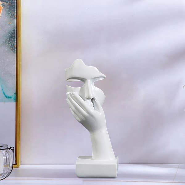 Resin statue: Abstract figure of a thinker, white