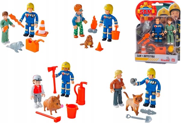 Simba 109252623 Fireman Sam Double Pack V, set of 2 figures with a kitten!