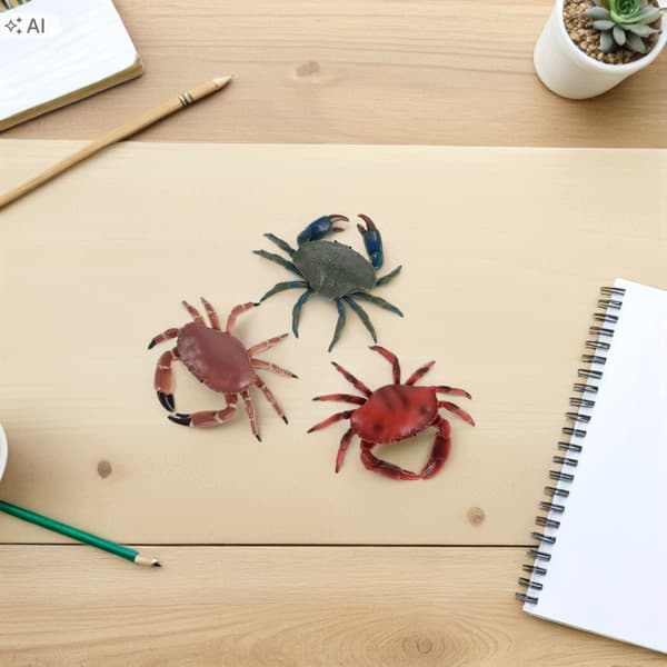 3 DURABLE CRAB FIGURINES FOR CHILDREN’S TOYS AND HOME DECOR