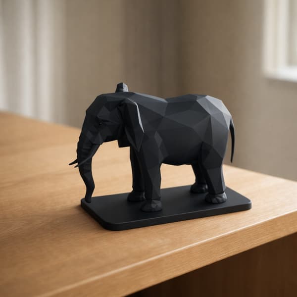LOW-POLY GEOMETRIC ELEPHANT FIGURINE FOR DECORATION – MANY COLOURS