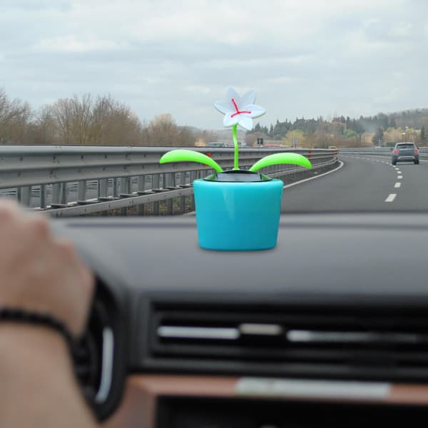 Solar-powered dancing flower Bobble Head Toy with a bobbing head – Solar Blue