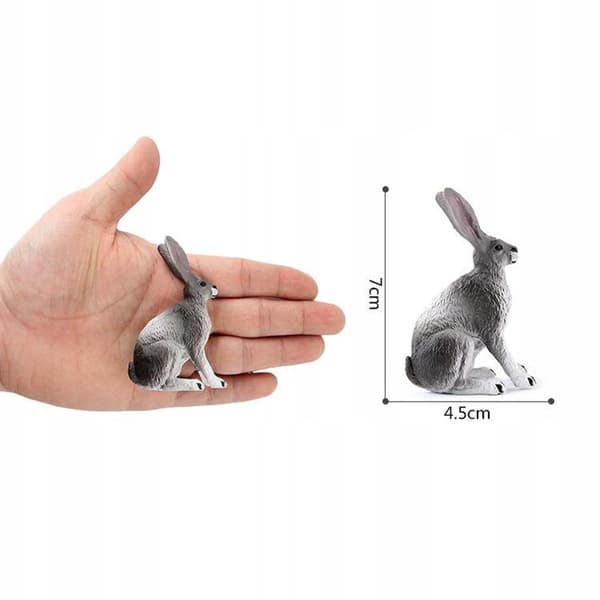 Realistic Forest Animals: Pet Rabbit Action Figures – Grey Crouching Rabbit