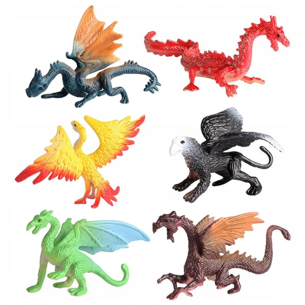 Set of 6: Simulation Plastic Dinosaur Model Action Figure Dinosaur Statues