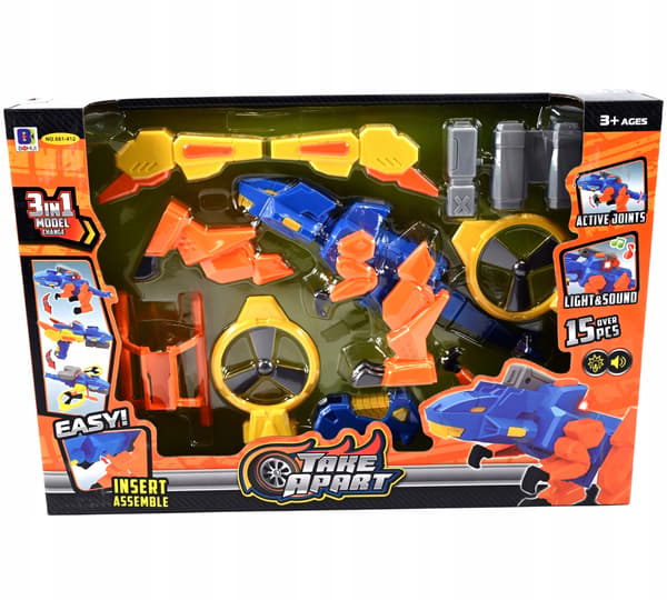 ROBOT DINOSAUR FIGURINE TRANSFORMS SOUND AND LIGHT