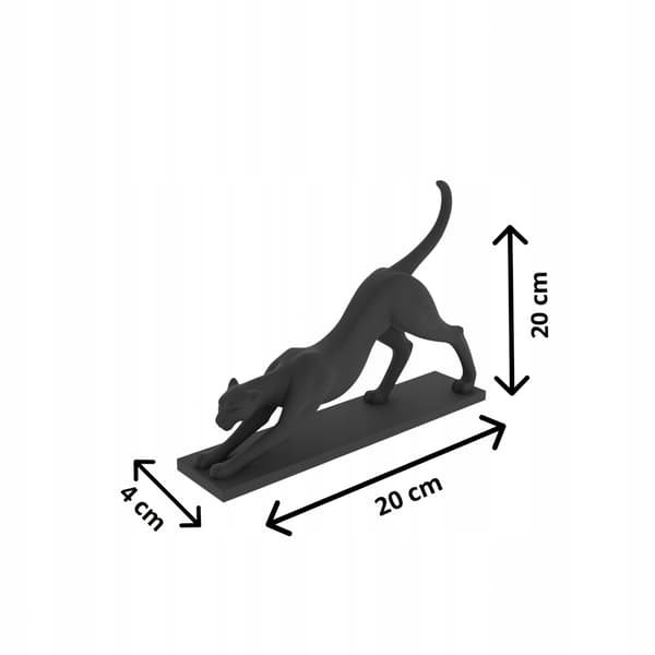 STRETCHING PANTHER FIGURINE ON A BASE – DECORATIVE, MULTICOLOURED