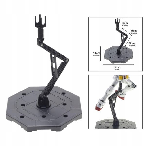 Action figure stand with height-adjustable angle Sturdy doll stand Support Black