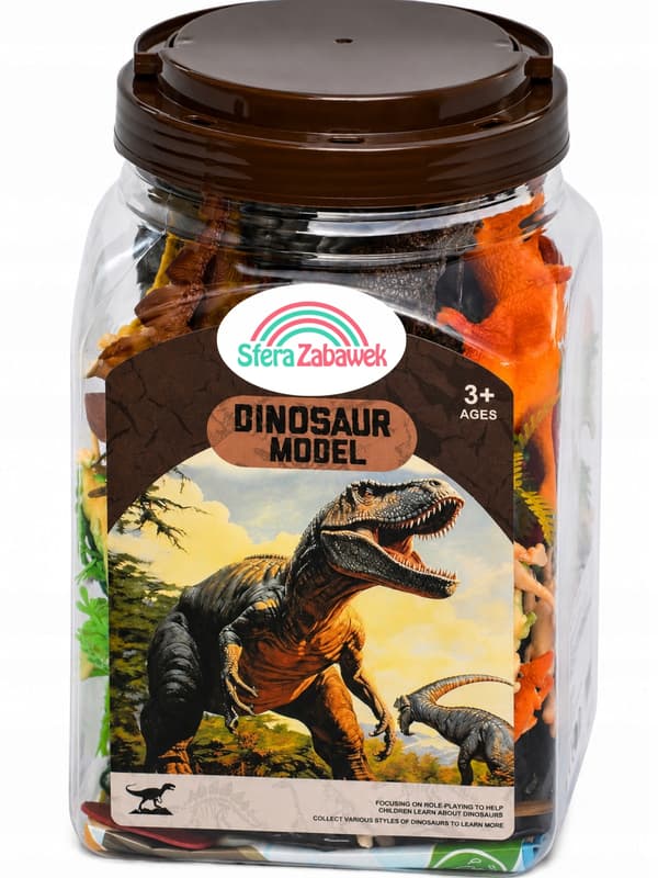LARGE DINOSAUR FIGURINE SET IN A BOX DINOSAUR SET IN AN EGG-SHAPED CASE