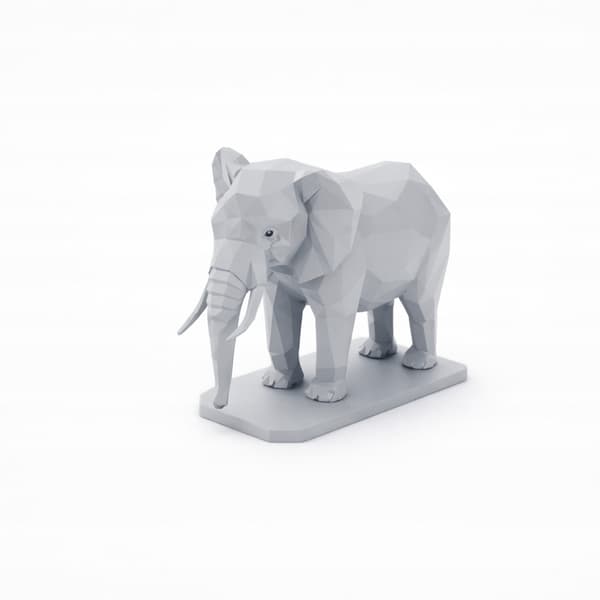 LOW-POLY GEOMETRIC ELEPHANT FIGURINE FOR DECORATION – MANY COLOURS