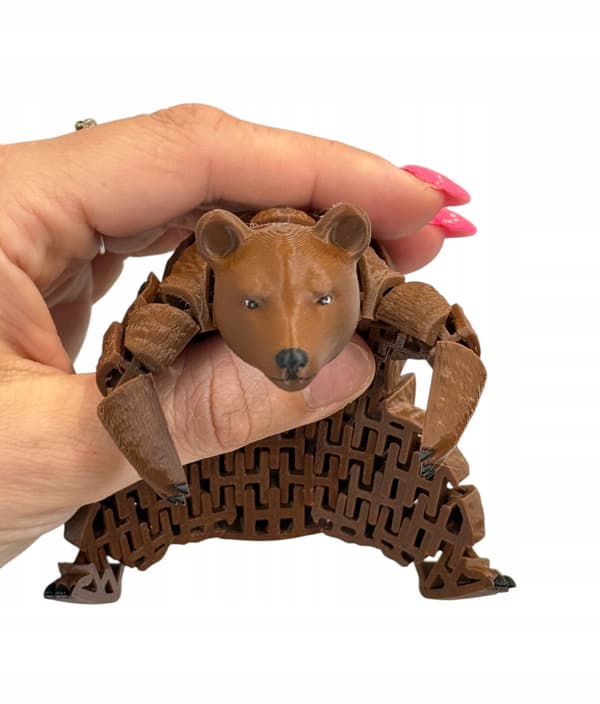 3D realistic brown bear figurine, posable, gift, toy