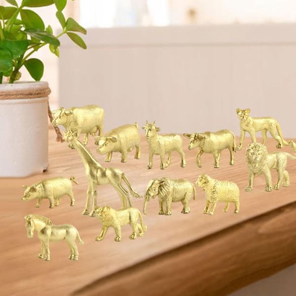 Animals Figurines Toys Learning Play Set Realistic Mini Golden Elephant