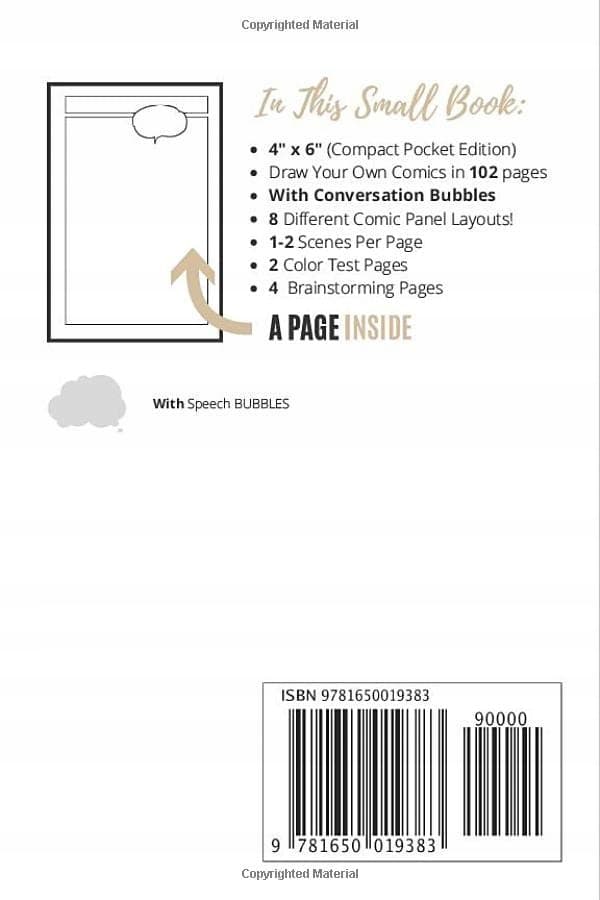 Small Blank Comic Book Box: A Tiny Empty Comic Sketchbook – With Speech C