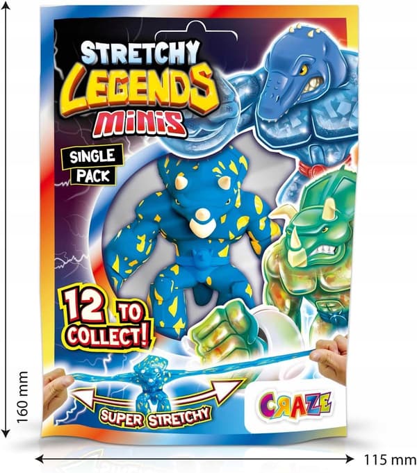 STRETCHY LEGENDS MINI DINOSAUR STRETCHABLE COLLECTOR’S FIGURINE