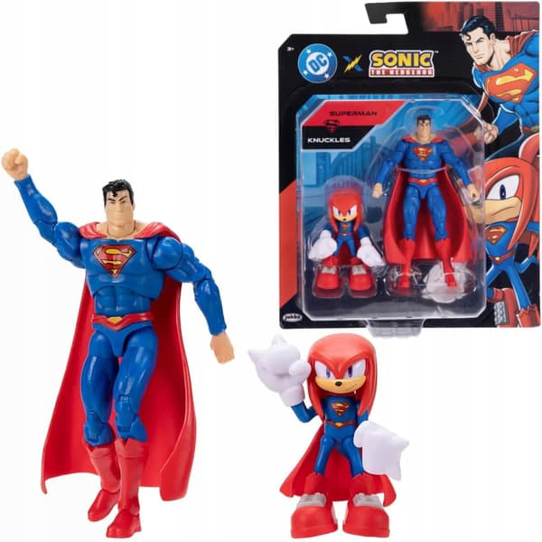 KNUCKLES X SUPERMAN SONIC THE HEDGEHOG X DC COMICS FIGURES SET