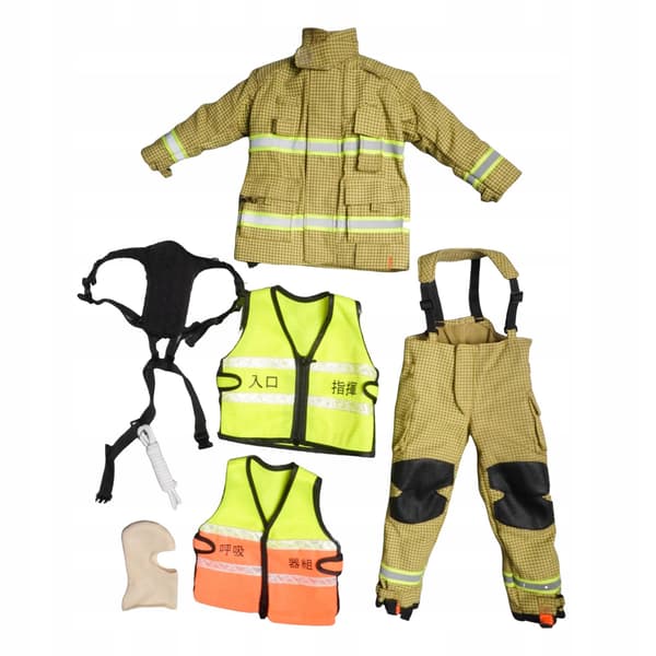 1/6 Action Doll Firefighter Outfit – Handmade Formal Fireman’s Uniform, Light Yellow