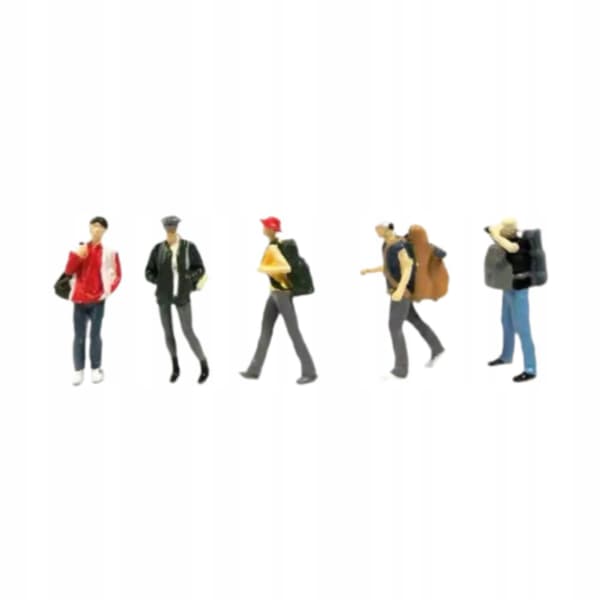 5 pieces, 1:64 scale Backpacker 3D model, character diorama, lifelike style C