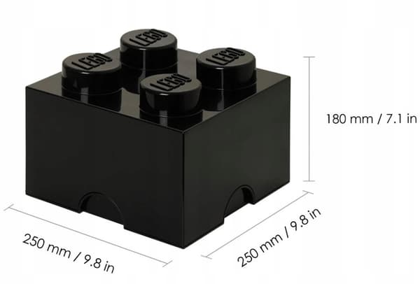 LEGO Brick Container, 4-Box Set, 2x2, BLACK, 25 cm