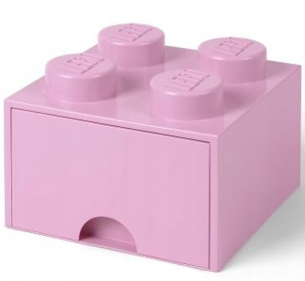 LEGO 4-DRAWER BRICK STORAGE BOX, 2x2 BRICK CONTAINER, LARGE LIGHT PINK BOX
