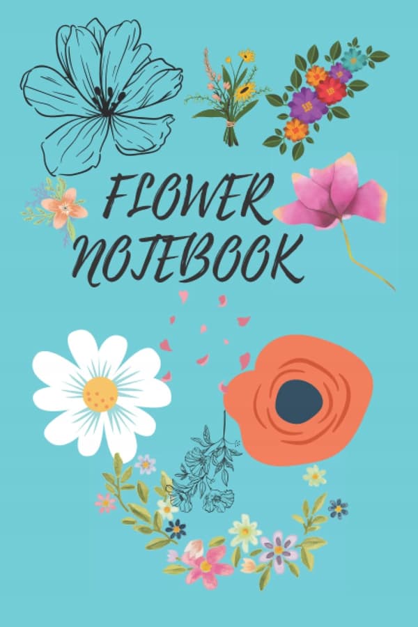 Flower Notebook: a colourful, retro-style notebook with black lines