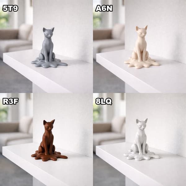 DECORATIVE FIGURINE: MELTING CAT – TABLE DECORATION – MANY COLOURS