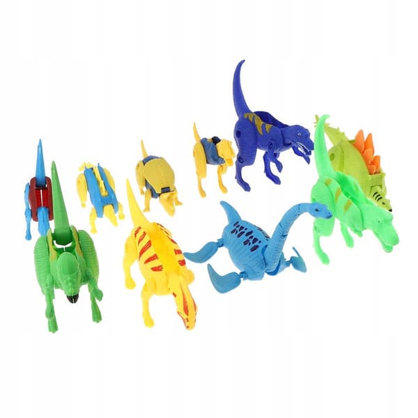 Set of 10 Multi-coloured Assorted Dinosaur Figure Eggs in a Gift Box
