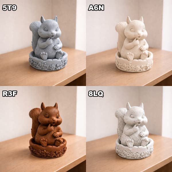 DECORATIVE SQUIRREL FIGURINE WITH A NUT ON A STAND – MANY COLOURS AVAILABLE