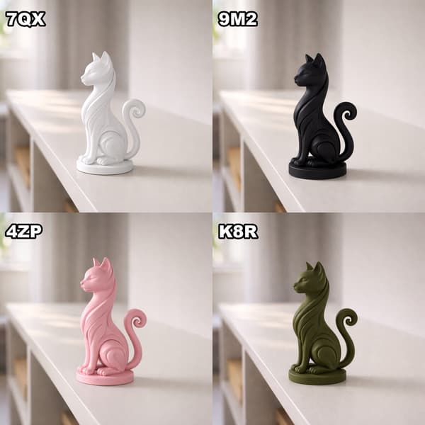 DECORATIVE FIGURINE: SITTING CAT ON A BASE – MANY COLOURS