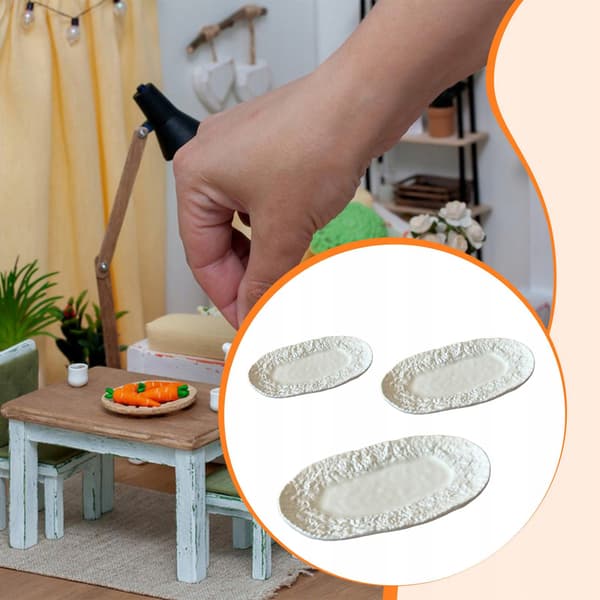 Miniature plates Restaurant Realistic kitchen Hobbyist Doll’s house White