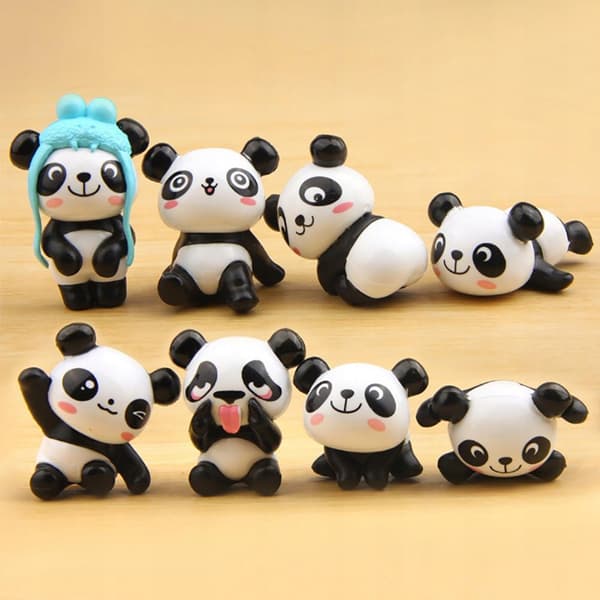 8-piece Panda figurine set – Panda toy collection