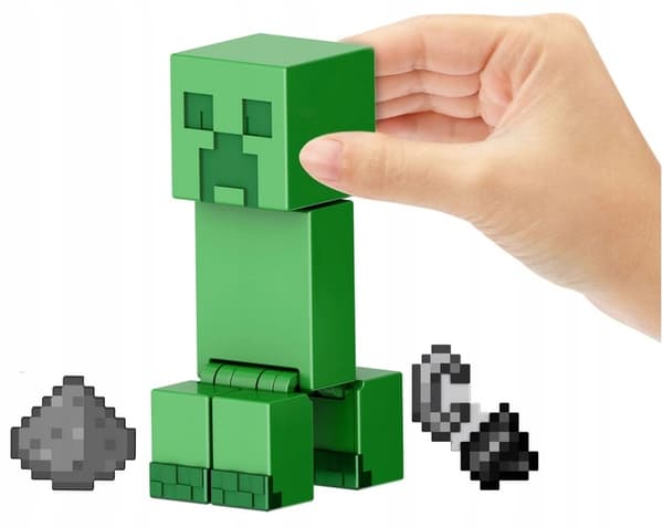 MINECRAFT Pixel-style CREEPER game figurine, 8.5 cm + accessories by MATTEL