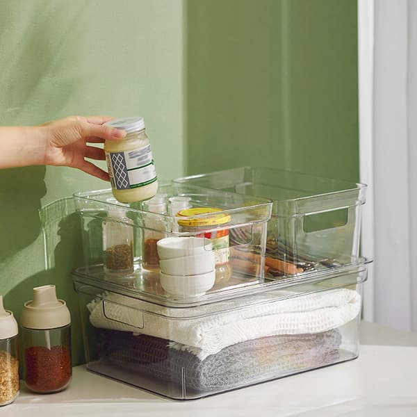 VERSATILE STORAGE BOX WITH LID, TRANSPARENT