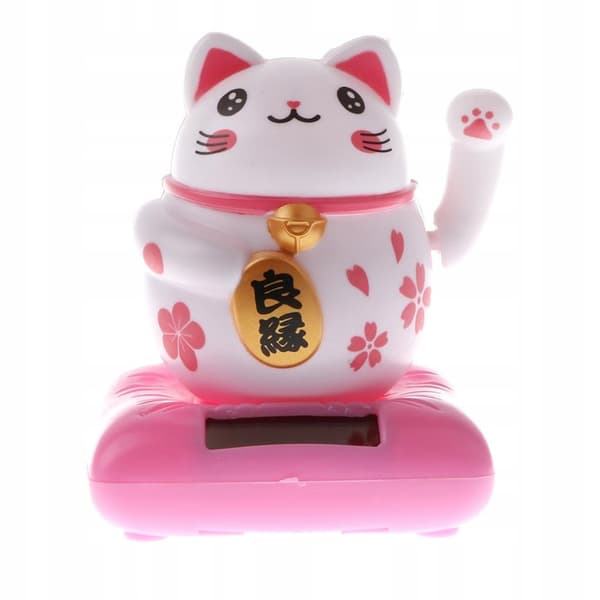 Solar-powered cat figure waving its paws Animal figurine model Dancing gift #A