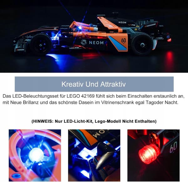 A dedicated LED lighting set for the Lego McLaren Formula 1 42169 Technic set